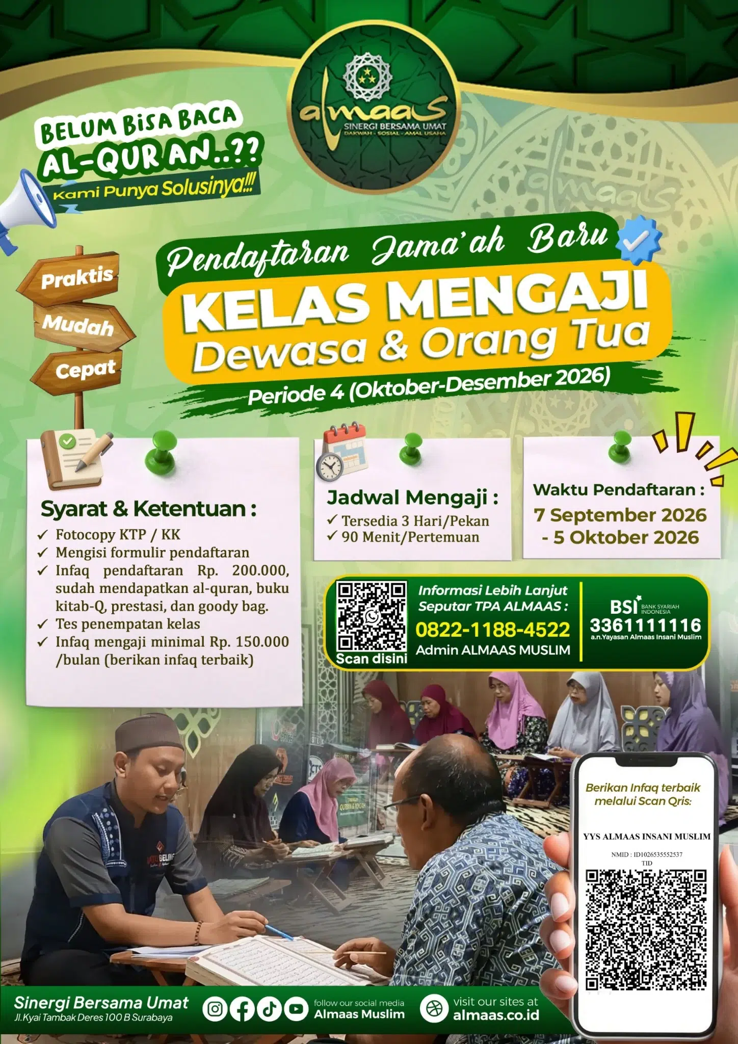 Kelas Mengaji Dewasa dan Orang Tua ALMAAS Surabaya