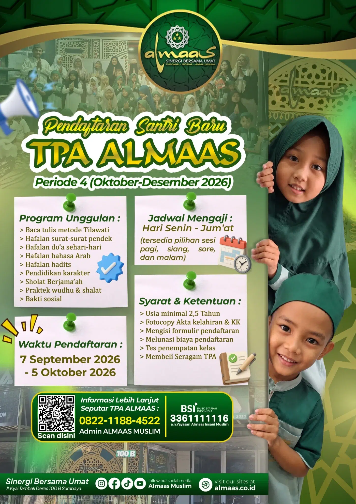 Pendaftaran Santri Baru TPA ALMAAS Surabaya